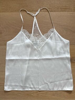 Lace Trim Satin Cami Top In Bloom by Jonquil